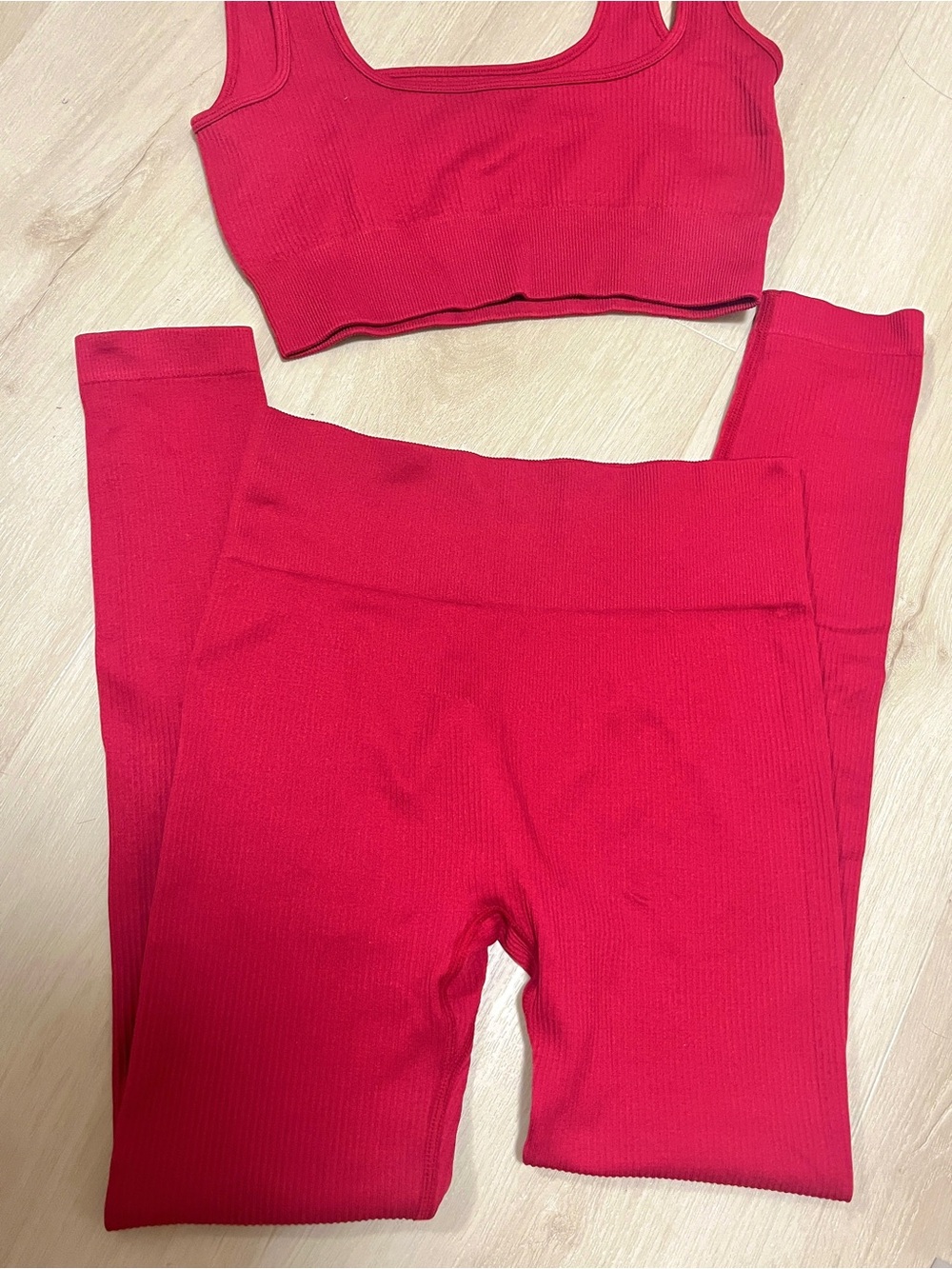 Amazon womens new  Red Ribbed Leggings Set